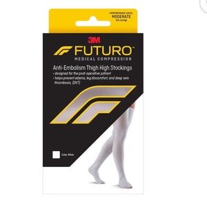 3M Futuro White Anti-Embolism Thigh-High Compression Stockings Size M. BMIB